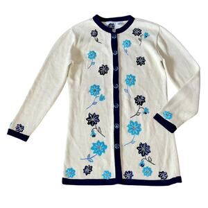 Storybook Knits Cardigan Sweater Floral Dahlias in Bloom